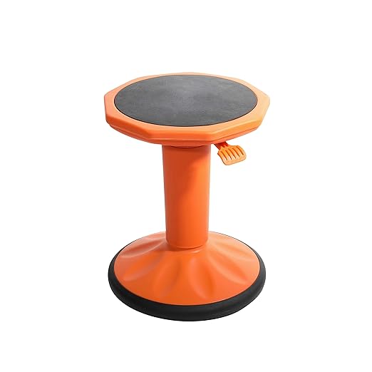 Pearington SitFree Height Adjustable Wobble Stool, Active Flexible Seating Chair for Kids and Adults - School and Office, Orange