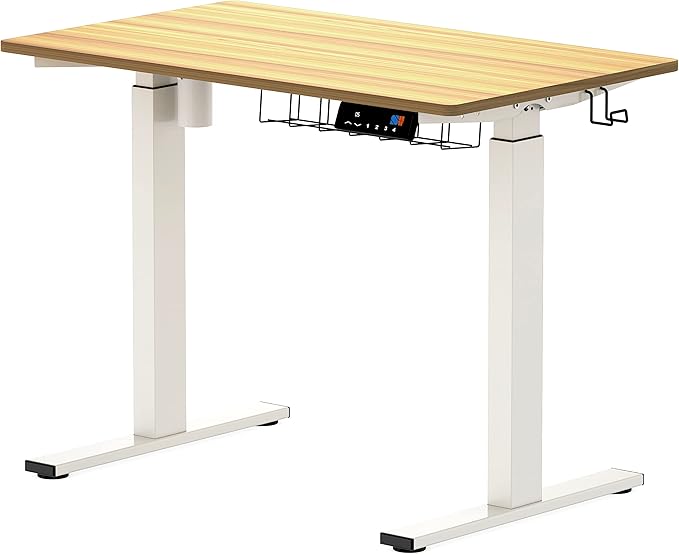 SHW Memory Preset Electric Height Adjustable Standing Desk, 40 x 24 Inches, Oak