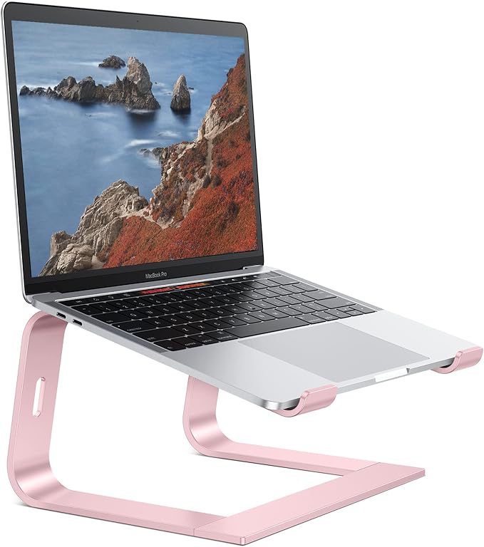 OMOTON Laptop Stand for Desk, Detachable Laptop Riser, Aluminum Laptop Holder, Compatible with MacBook Air/Pro, Dell, HP, and All Laptops (11-16 inch), Rose Gold