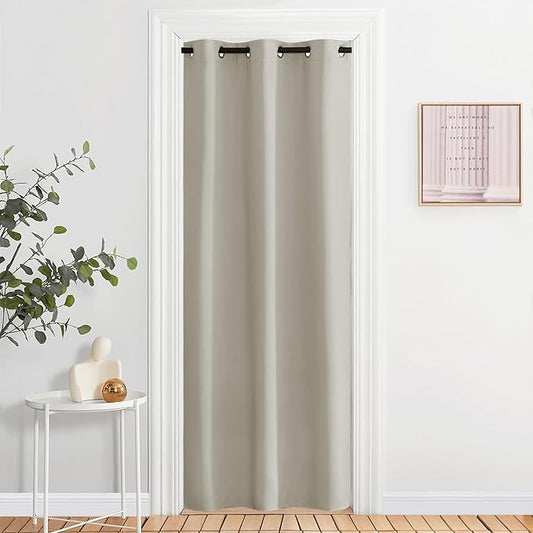 NICETOWN Natural Door Curtain for Doorway Privacy, Curtains 80 Inch Length, Room Divider Curtain Cover, Blackout Temporary Insulated Closet Curtain for Bedroom Closet (1 Panel, 2.8ft Wide)