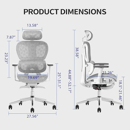 Ergonomic Mesh Office Chair with 3D Adjustable Armrest,High Back Desk Computer Chair Ergo3d Ergonomic Office Chair with Wheels for Home & Office Black