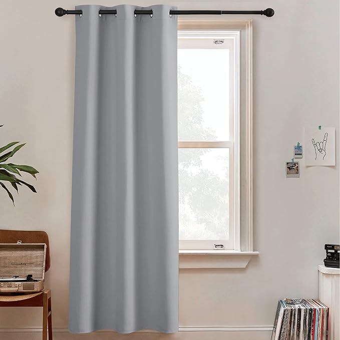 RYB HOME Sliver Grey Blackout Curtains for Patio Sliding Glass Door Full Shade Privacy Drapes for Apartment Room Patitions Shared Bedroom Backdrop, Wide 60 x Long 108 inches, 1 Panel