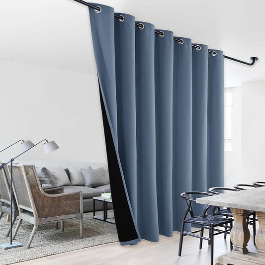 NICETOWN 100% Blackout Curtain 84 inches Long, Energy Smart & Noise Blocking Out Drape for Baby Room Window, Thermal Insulated Guest Room Lined Window Dressing (Stone Blue, 70 inches Wide)