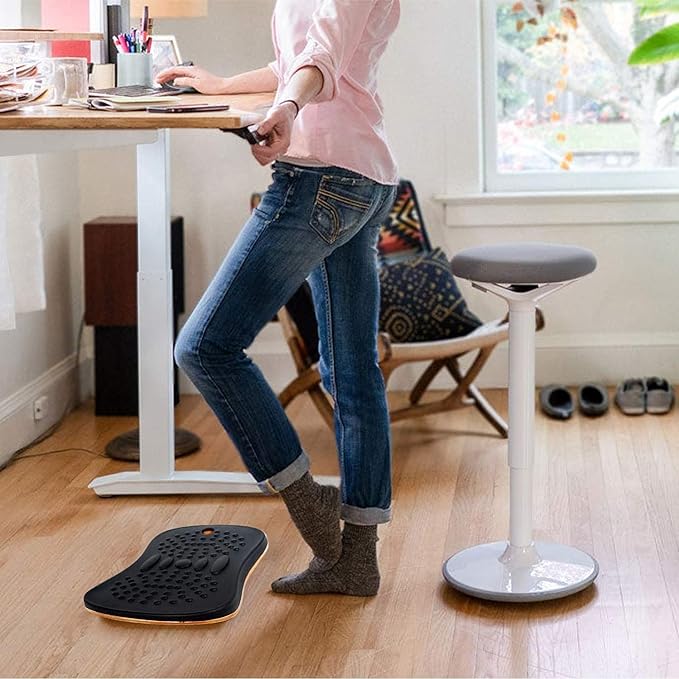 Yes4All Wobble Balance Board for Standing Desk/Anti-Fatigue Office Foam Pad - Standing Desk Mats, Rocker Board, Office Accessories, Wobble Board With Massage Ball