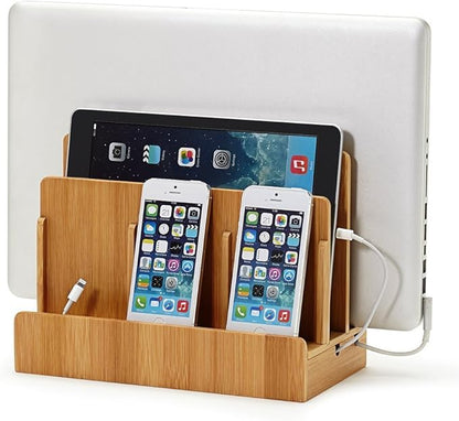 Great Useful Stuff G.U.S. Multi-Device Charging Station Dock & Organizer - Multiple Finishes Available. for Laptops, Tablets, and Phones - Strong Build, Eco-Friendly Bamboo