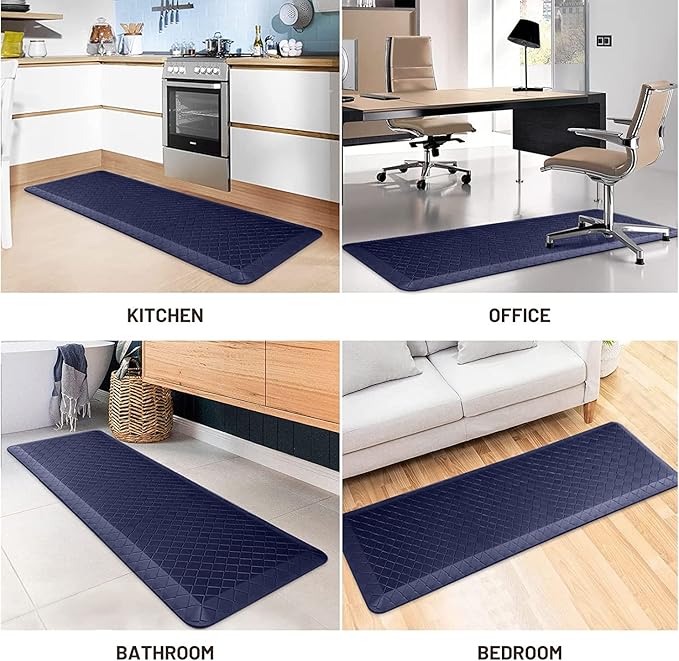 HappyTrends Kitchen Runner Rugs Anti-Fatigue mats - 4/5 Inch Thick Non Slip Waterproof Ergonomic Comfort Mat for Kitchen, Floor Home, Office, Sink, Laundry (17.3"x 60",Blue)