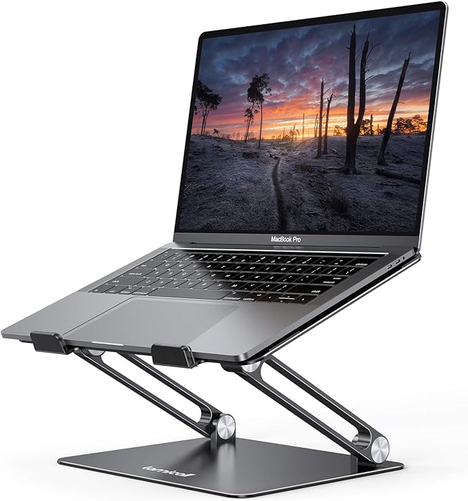 Lamicall Adjustable Laptop Stand, Portable Laptop Riser, Aluminum Laptop Stand for Desk Foldable, Ergonomic Computer Notebook Stand Holder for MacBook Air Pro, Dell XPS, HP (10-17.3'') - Black