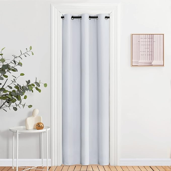 NICETOWN Room Darkening Curtains for Living Room - Easy Care Solid Thermal Insulated Silver Grommet Light Blocking Vertical Drapes for Bedroom (37 by 84, 2 Panels, Greyish White)