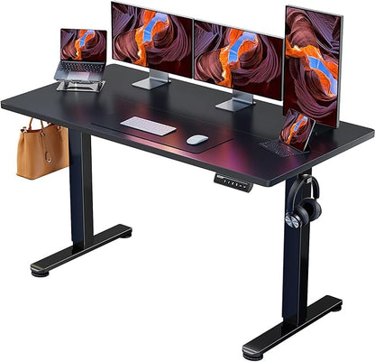 ErGear Height Adjustable Electric Standing Desk, 55 x 28 Inches Sit Stand up Desk, Large Memory Computer Home Office Desk with Two-Piece Desktop (Black)