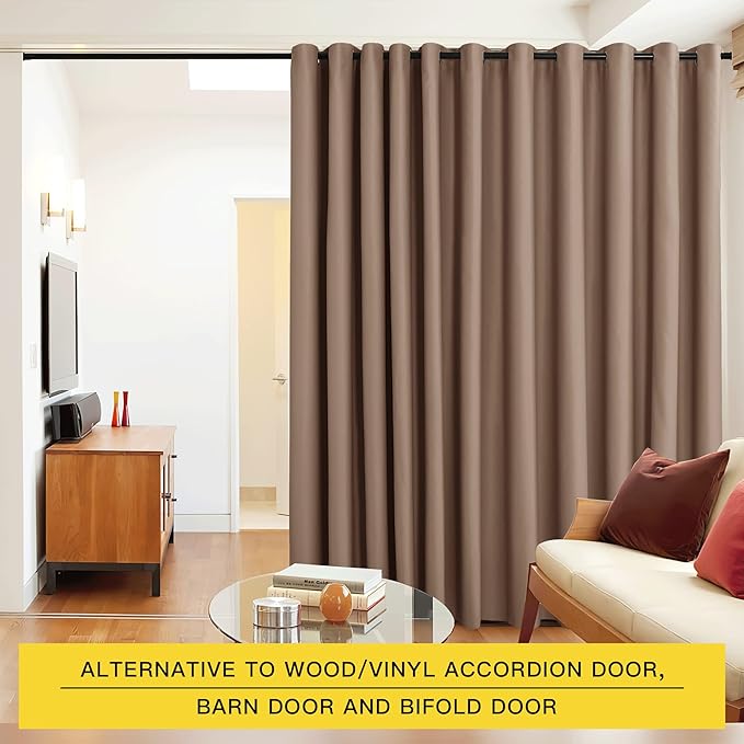 NICETOWN Verical Blinds for Living Room Bedroom Dining Sunroom Basement Wall Divider, Room Dividers Space Screens Partitions, Extra Large Blackout Curtain (1 Pack, 20ft Wide x 8ft Long, Cappuccino)