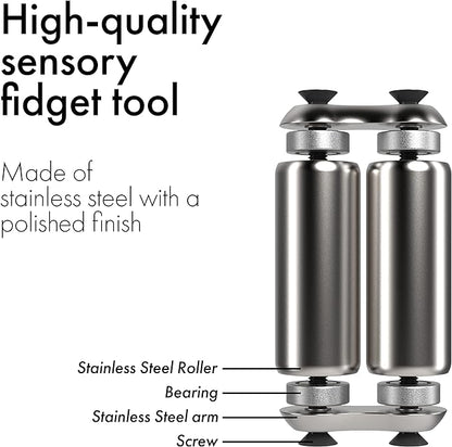 ONO Roller - Handheld Fidget Toy for Adults | Help Relieve Stress, Anxiety, Tension | Promotes Focus, Clarity | Compact, Portable Design (Mini Size/Stainless Steel, Steel)