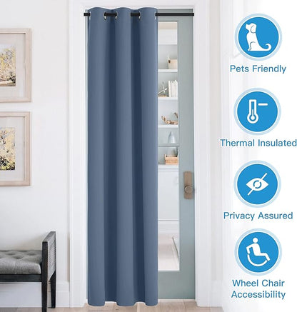 RYB Home Blackout Curtains Thermal Insulating Privacy Temporary Door Curtains for Bedroom Closet Doorway Accordion Door Interior Living Room Kids Nursery Dining, Wide 60 x Long 90 inch, Stone