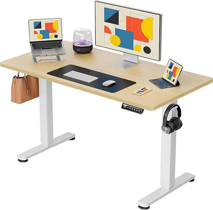 ErGear Electric Standing Desk, 44 x 24 Inches Height Adjustable Stand up Desk, Sit Stand Home Office Desk, with Two-Piece Desktop (Natural)