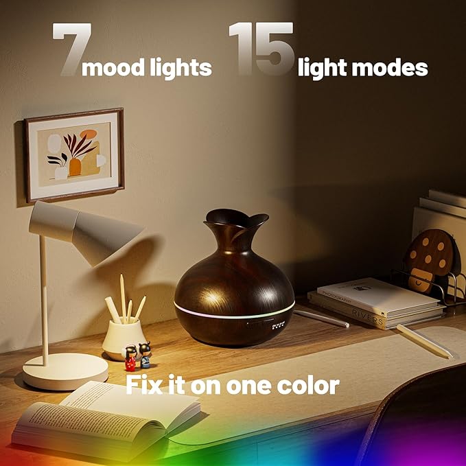 300ML Essential Oil Diffusers for Home, Portable Small Aromatherapy Diffuser, Ultrasonic Diffusers for Essential Oils, Auto Shut-Off 4 Timers 15 LED Colors for Office Home