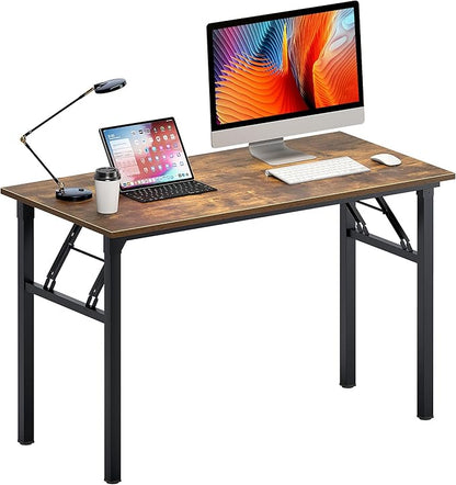 Need Office Computer Desk - 47.2L Sturdy and Heavy Duty Folding Laptop Table,Writing Table/Home Office Desk/Sewing Table,No Assembly Required,Rustic Brown AC5FB(120 * 60)