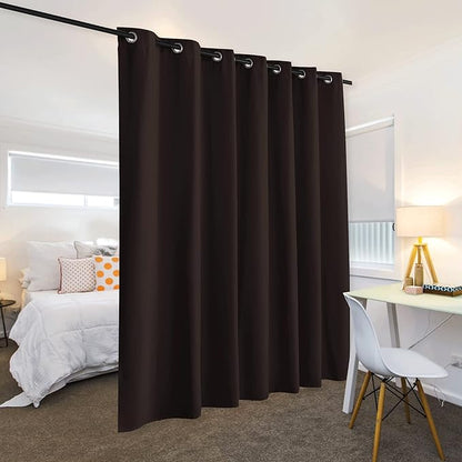 RYB HOME Blackout Room Divider Curtains Soundproof for Loft Restroom Bedroom Space Partition Divider for Shared Apartment/Beach/Shelves/Storage, W 100 x L 84 inch, Brown, 1 Piece