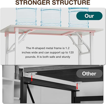 TEMI Small Computer Desk Folding Table - 43.3" Foldable Office Desk, No Assembly, Perfect for Small Spaces in Bedroom, Dorm, or Apartment, Portable Mini Desk or Study Table with Compact Design, White