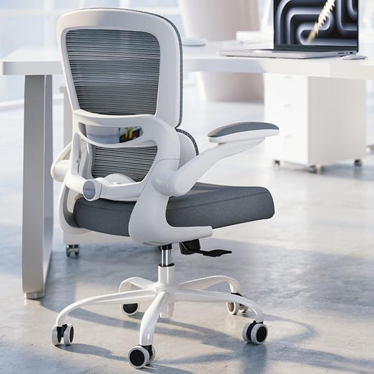 Office Chair - Ergonomic Desk Chair with Adjustable Lumbar Support, Mesh Computer Chair, Executive Chair for Home Office Comfortable Lumbar Support (White)