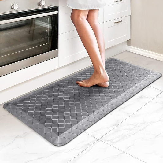 HappyTrends Kitchen Floor Mat - 4/5 Inch Thick Anti-Fatigue Kitchen Rug,Waterproof Non-Slip Kitchen Mats and Rugs Heavy Duty Ergonomic Comfort Rug for Kitchen,Office,Sink,Laundry,(17.3" x 39", Gray)