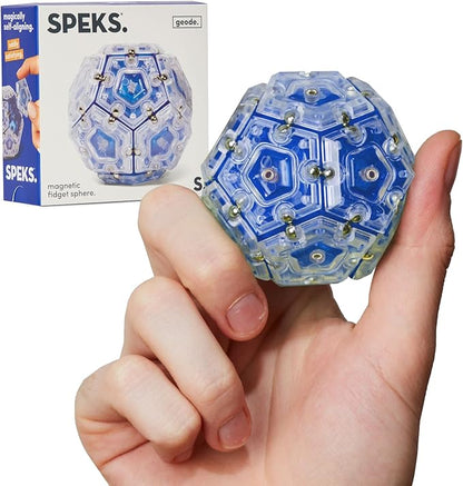 Speks Geode Sphere Magnetic Fidget Toy for Adults & Teens 14+ | Sensory Gadget for Stress Relief and Anxiety, Office Desk Toy Present, Christmas Gift, Holiday Stocking Stuffer | Cobalt, 12-Piece Set