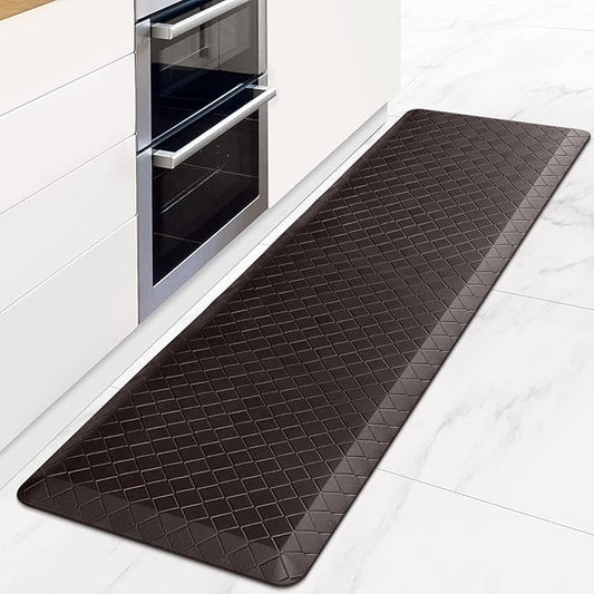 HappyTrends Kitchen Floor Mat - 4/5 Inch Thick Anti-Fatigue Kitchen Rug,Waterproof Non-Slip Kitchen Mats and Rugs Heavy Duty Ergonomic Comfort Rug for Kitchen,Office,Sink(17.3" x 60", Chocolate)