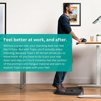 Topo Comfort Mat by Ergodriven | The Original Not-Flat Anti-Fatigue Standing Desk Mat with Calculated Terrain | Accessories | Obsidian Black