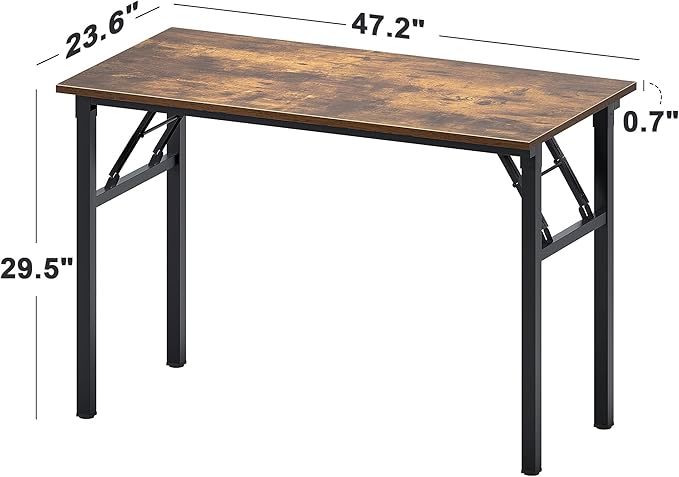 Need Office Computer Desk - 47.2L Sturdy and Heavy Duty Folding Laptop Table,Writing Table/Home Office Desk/Sewing Table,No Assembly Required,Rustic Brown AC5FB(120 * 60)