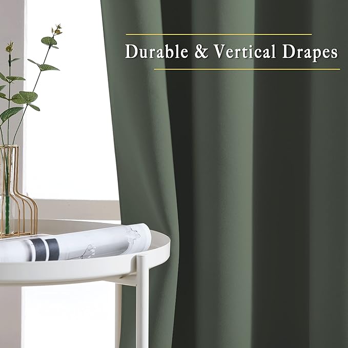 NICETOWN Blackout Curtains & Drapes for Bedroom - Room Darkening Thermal Insulated Grommet Voice Reducing Room Dividers Window Drapes for Living Room (Dark Mallard, 2 Panels, W66 x L72)