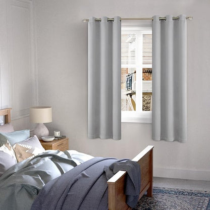 Light Grey Blackout Curtains for Bedroom 72 Inch Length 2 Panels, Thermal Insulated 100% Light Blocking Soundproof Grommet Window Curtains for Living Room with Liner, Each 42 Inch Wide