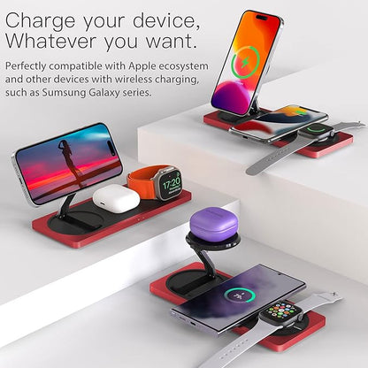 3-in-1 Charging Station for Apple Devices: Used for iPhone and Watch Charging Station with Magsafe Charger Stand, Wireless Charger for iPhone15/14/13/12, Apple Watch 1-9/Ultra, AirPods 3 Pro