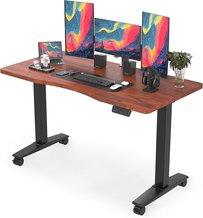 Monomi Height Adjustable Electric Standing Desk, 55 x 24 Inches Stand up Desk, Sit Stand Home Office Computer Desk(Black Frame+Cherry Top)