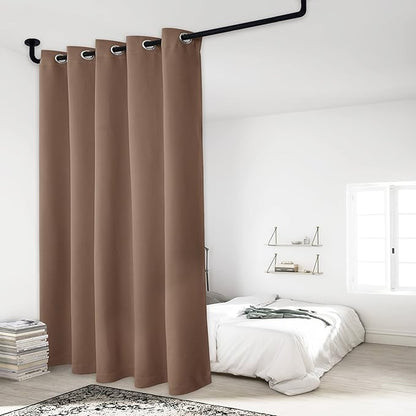 NICETOWN Thermal Insulated 100% Blackout Curtain, Noise Reducing Performance Grommet Slider Curtain Panel with Black Lining, Full Light Blocking Patio Door Panel (70 inches x 84 inches, Cappuccino)