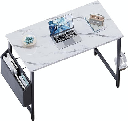 Pamray 32 Inch Computer Desk for Small Spaces with Storage Bag, Home Office Work Desk with Headphone Hook, Small Office Desk Study Writing Table