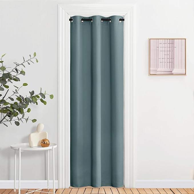 NICETOWN Blackout Greyish Blue Curtains & Drapes for Living Room - Thermal Insulated Solid Grommet Sound Reducing Room Darkening Window Treatments for Bedroom/Boys Room (2 Panels, W37 x L84)