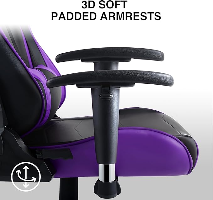 GTRACING Gaming Chair, Ergonomic Office Computer Chair with Lumbar & Headrest Support, Swivel Video Game Chair with Height & Armrest Adjustable for Adults, Purple