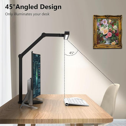 Micomlan Architect Desk Lamp with Atmosphere Lighting, Adjustable Led Desk Light for Home Office with Base, 24W Bright Auto Dimming Table Light with Rotatable Swing Arm for Workbench Computer