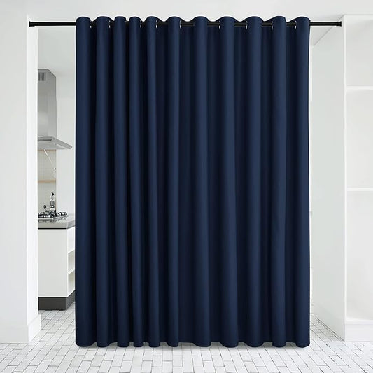 NICETOWN Verical Blinds for Living Room Bedroom Dining Sunroom Basement Wall Divider, Room Dividers Space Screens Partitions, Extra Large Blackout Curtain (1 Pack, 20ft Wide x 8ft Long, Navy)