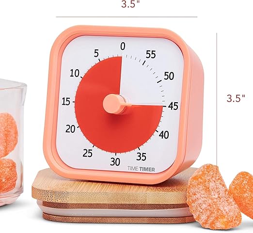 TIME TIMER Home MOD - 60 Minute Kids Visual Timer Home Edition - For Homeschool Supplies Study Tool, Timer for Kids Desk, Office Desk and Meetings with Silent Operation (Dreamsicle Orange)