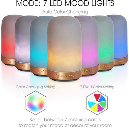 Earnest Living Essential Oil Diffusers for Essential Oils 100 ml Ultrasonic Diffusers 4 Timers Night Lights and Auto Off Function Home Office Aromatherapy Diffusers for Essential Oils