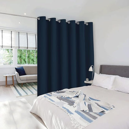 NICETOWN Room Separating Divider, Room Divider Curtain Screen Partitions, Vertical Blind for Sling Door, Blackout Window Curtains Privacy Blinds for Patio (Navy, Single Panel, 9ft Tall x 10ft Wide)