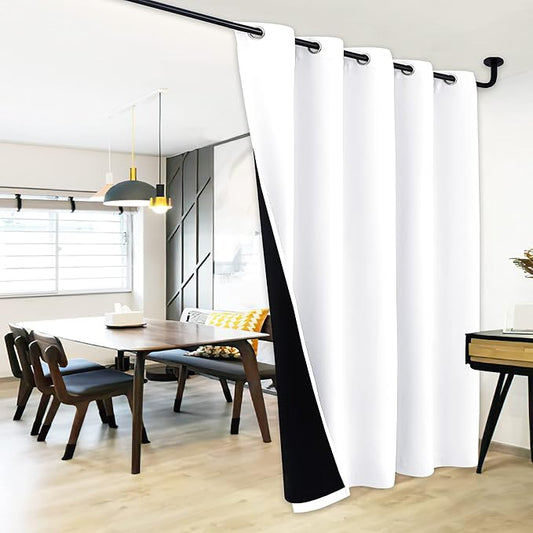 NICETOWN Room Seperating Divider, Room Divider Curtain Screen Partition, Function Thermal Blackout Patio Door Curtain Panel, Sliding Door Insulated Curtains for Patio, White, 108" Tall x 70" Wide