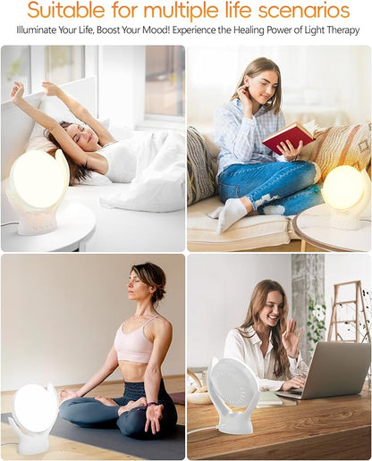 HIBOITEC Light Therapy Lamp, UV-Free 10000 Lux Therapy Light, Rotatable Sunlight Lamp with 3 Color Temperature & 5 Adjustable Brightness Levels & Timer & Memory Function, Home/Office/Decoration