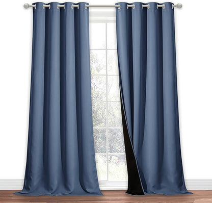 NICETOWN 100% Blackout Blind, Laundry Room Decor Window Treatment Curtains, Thermal Insulated Energy Smart Drape and Drapery for Villa, Hall and Studio, Stone Blue, 1 PC, 52 inches x 95 inches