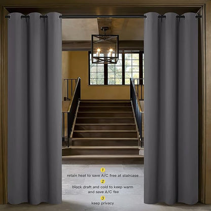 NICETOWN Doorway Curtain Privacy, Door Cover Curtain, Sound Reducing Winter Insulated Thermal Room Darkening Blackout Curtains for Bedroom, 132 inch Length (1 Panel, 5ft Wide by 11ft Long, Gray)