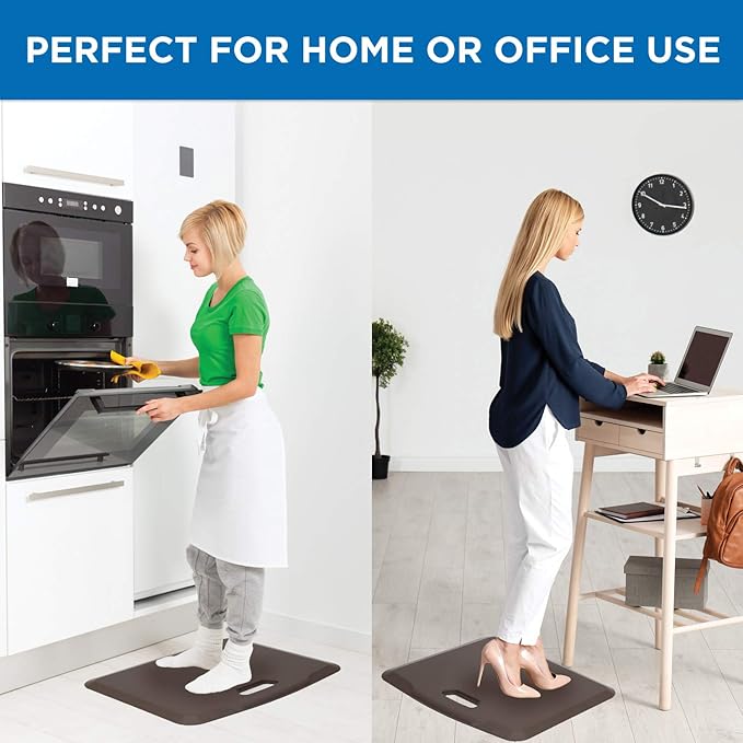 Mount-It! Standing Desk Floor Mat | Brown Standing Comfort Mat for Standing Desk, Home, Office, Kitchen, Garage | Anti-Slip Washable Surface| 18"x22" | Rubberized Gel Foam