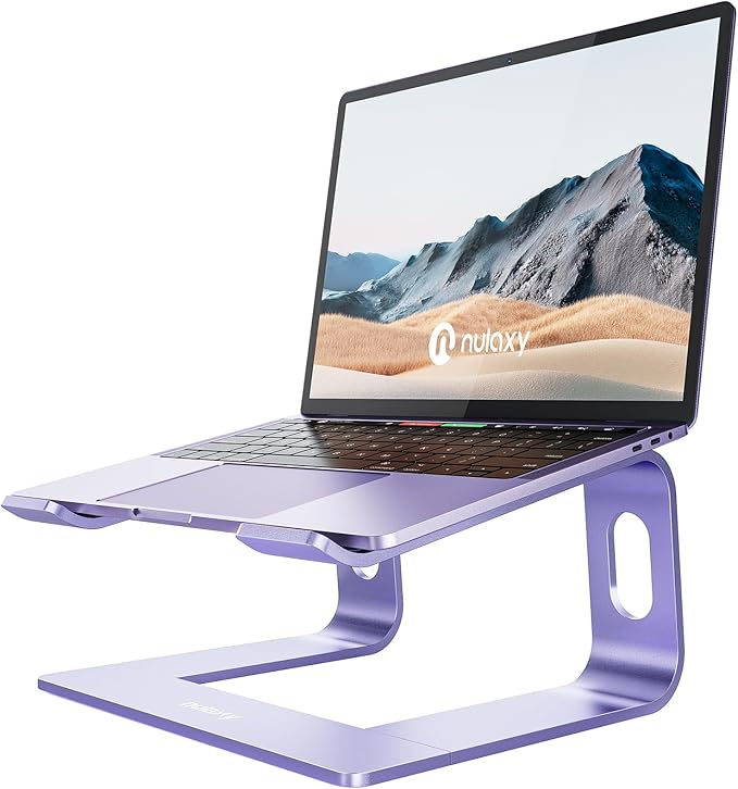 Nulaxy Laptop Stand, Ergonomic Aluminum Laptop Computer Stand, Detachable Laptop Stand Riser Notbook Hold Stand Compatible with MacBook Air Pro, Dell XPS, HP, Lenvo More10-15.6” Laptops(Purple)