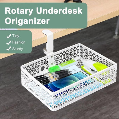 ROSYLINE Drawer Under Desk Storage Organizer, Clamp on Desk Drawer, Under Desk Storage, Clamp Drawer Basket, Hanging Desk Storage, Under Desk Mount Tray, Suitable for Multiple Scenes (white)