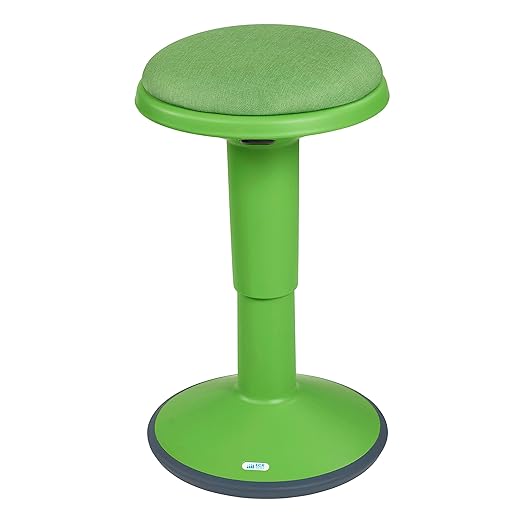 ECR4Kids Sitwell Wobble Stool with Cushion, Adjustable Height, Active Seating, Grassy Green