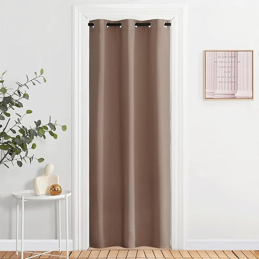 NICETOWN Sound Reducing Room Divider Curtain Screen Partition, Function Thermal Blackout Patio Door Curtain Panel, Sliding Door Insulated Curtain, Cappuccino, 2.8ft Wide x 6.7ft Long