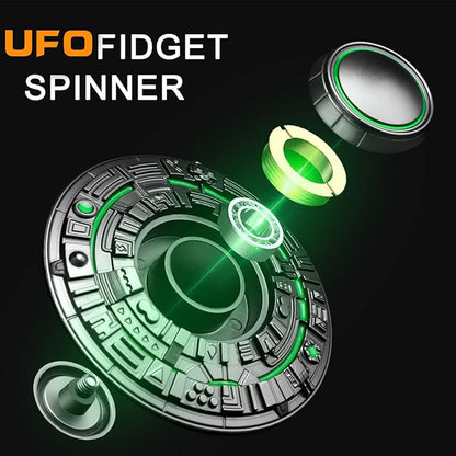 Cool Spaceship Fidget Spinners Metal, UFO Model Finger Hand Spinner, Stress Desk Fidget Toys Gift for Kids & Adults, Luminous Night Effects, Exclusive Desk Spinning Top Prizes